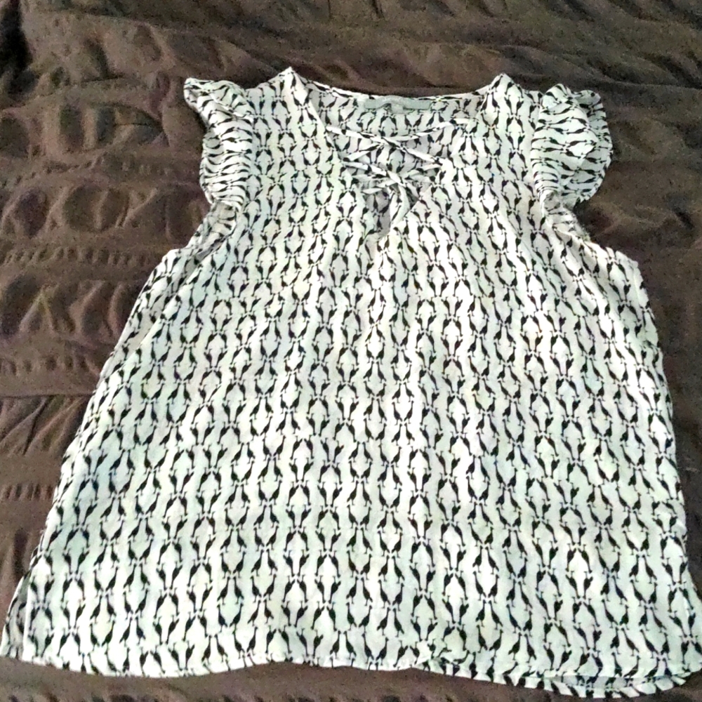 Goose print graphic blouse